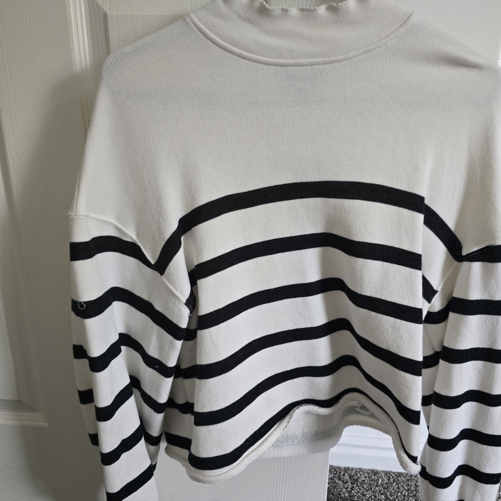 J. Crew Black and White Striped Sweatshirt